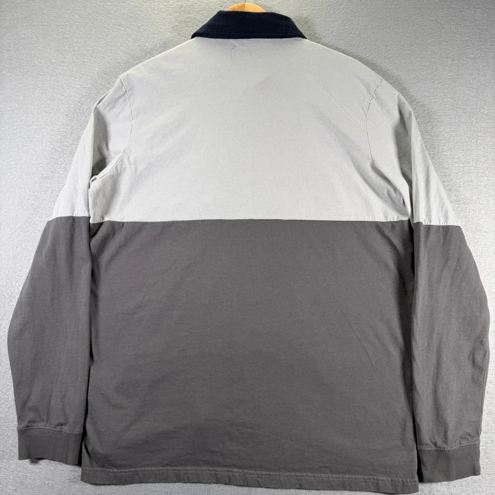 True Religion Colorblock Long‎ Sleeve Rugby Shirt Men's XL Tall Gray White Logo